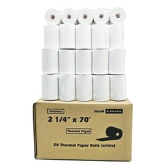 (50 Rolls Coreless) vx520 Special 2 1/4 x 70 thermal paper (2.25 inches x 70ft)