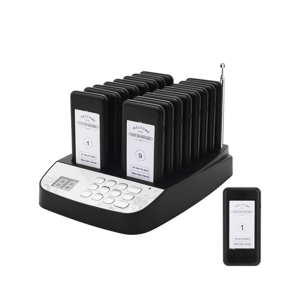 Restaurant Pager System, 16 Wireless Pagers for Restaurants, Set with Vibrati…