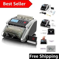 High-Speed Money Counter Machine with UV/MG/IR Counterfeit Detection – Silver