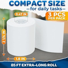 3-Pack Calculator Tape Rolls – Adding Machine Tape 2 1/4 in X 85 Ft | Receipt P