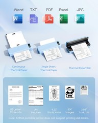 Portable Printers Wireless for Travel, A285M Bluetooth Inkless small, Blue