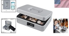 Light Grey Cash Box with Combination Lock – Durable, Portable, 7.87″x6.3″