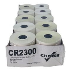 10 Rolls 2-Ply 3″ x 90′ Carbonless POS Paper Rolls White/Canary