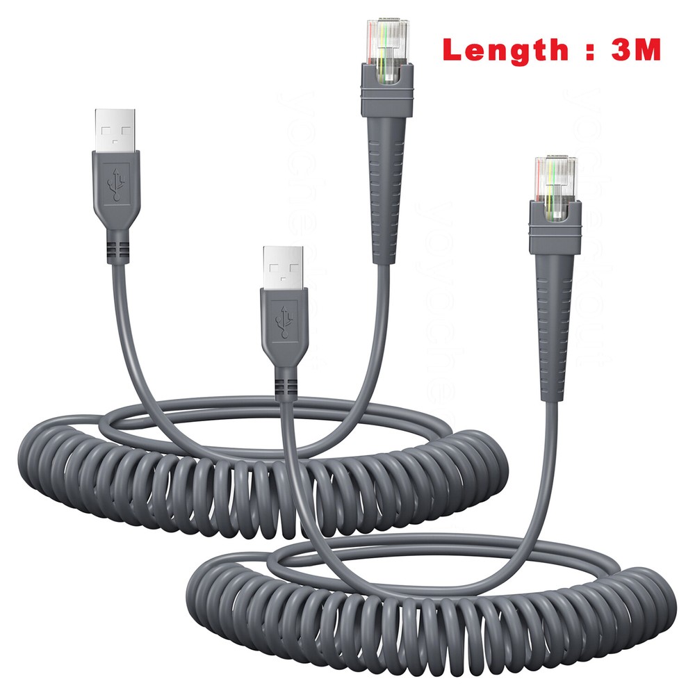2PCS 9.84ft Scanner Cable For Zebra LS3578 DS2208 DS3400 DS6878 DS9808 USB Cable