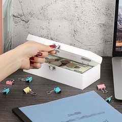 Acrylic Lockable Cash Box Money Storage Box Holder Single Row Cash Tray
