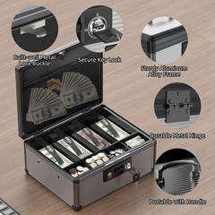 Lockbako Locking Cash Box with Money Tray and Key, Secure Money Safe Box for …