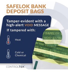 ControlTek SafeLok 9″ x 12″, White, 100 Bags, Tamper-Evident Bags – NEW