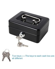 Small Cash Box Key Lock Black Metal Money Tray Safe Lockbox XXSmall Security