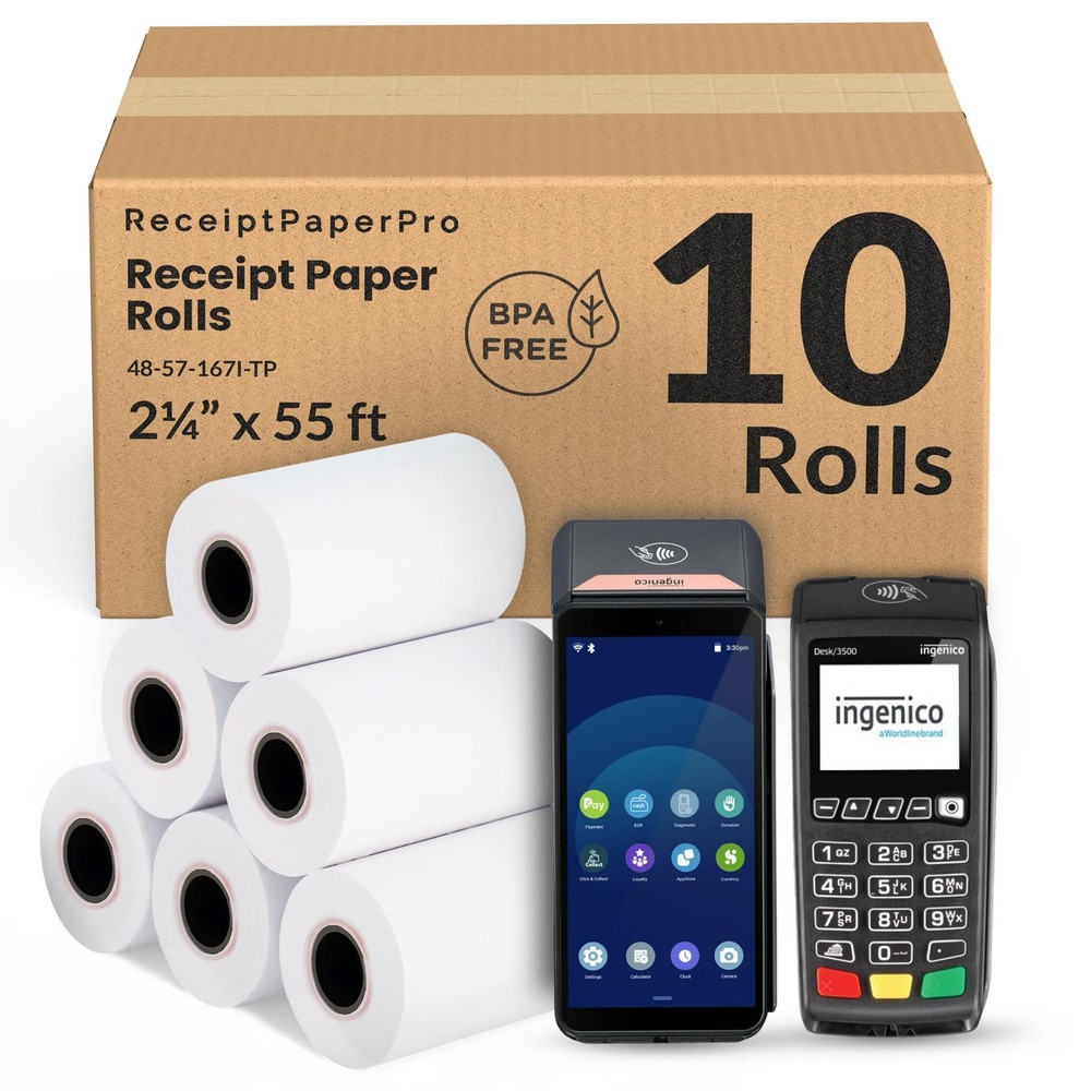 Receipt Paper Rolls for Ingenico Desk 3500 Move 5000 DX4000 DX8000 Credit Car…