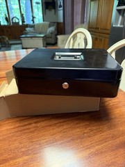 Secure Cash Box with Lock and Tray – Ideal for Yard Sales and Small Businesses