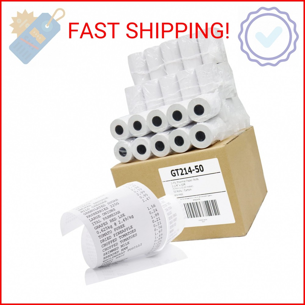 Gorilla Supply Thermal Paper Receipt Roll 2-1/4″ x 50′ BPA Free 50 Rolls