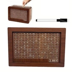 $10000 Cash Vault Wooden Savings Box,Wooden Savings Box with Money Target Numb