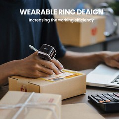 Wearable Finger Ring 2D QR Code Scanner Inventory Barcode Reader for iPad iPhone
