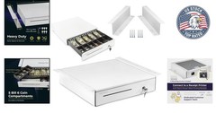 Durable 16″ Cash Drawer – 5 Bill & 6 Coin Slots with Key-Lock for Security