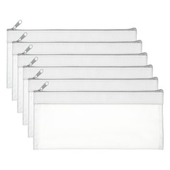 8.7×3.9Inch Money Bags with Zipper, 6 Pcs Clear PVC Cash Pouch, White