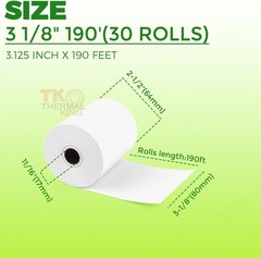 30 Rolls 3 1/8″ x 190′ Thermal Receipt Paper for Retail POS Systems