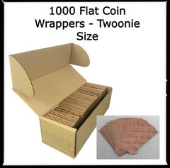 1000 Heavy Duty Kraft Flat Coin Wrappers For TWOONIE Size Storage 1 BOX Free US