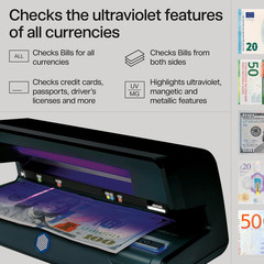 70 UV Counterfeit Bill Detector, Small Footprint, Lightweight, Great for Bills,