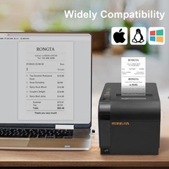 Rongta Thermal Receipt Printer, 80mm Printers, MEDIUM, Black