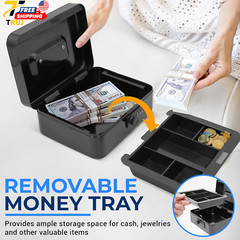 Security Money Box Fire Proof Lock Safe Storage Cash Gun Jewelry Portable Safet