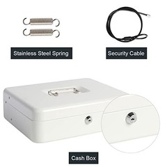 Cash Box with Key Lock 11.8×9.5×3.5 Inches Durable Metal Lock Box for Money