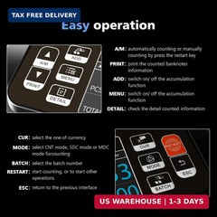 Aneken N60 Mixed Denomination Money Counter Machine, Value Counting, UV/MG/IR/DD