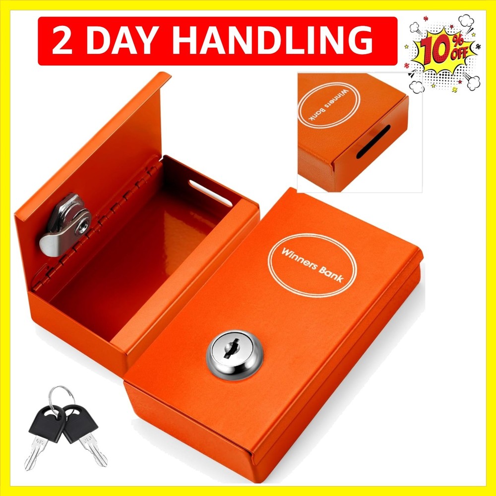 1 Pack Metal Box for Gamblers Pocket Sized Winner Bank Casino Cash Box with 2…