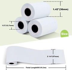 Standard 2 1/4″ x 50′ Thermal Receipt Paper – 5 Rolls, Biodegradable & Bright