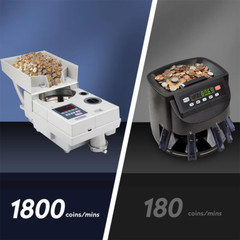 Ribao CS-10S High Speed Portable Coin Counter and Sorter, 1800 Coins per Minute