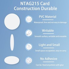 50 Count Round NFC Tags – Rewritable Cards, Waterproof & Durable 25mm Coins