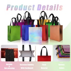 cabzymx 18 Pcs Multicolor Small Gift Bags Bulk, 8 x 3.9 x 9.8 In Glossy Non-w…