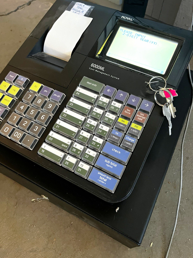 Royal 6000ML Cash Management System Cash Register w/ Keys, Receipt Printer