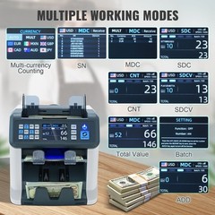 Money Counter Machine, Bill Counter with Mixed Denomination, 2CIS, SN, UV, IR