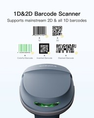 Inateck 2D Wireless Barcode Scanner Bluetooth 2.4Ghz with Rechargable Smart Base