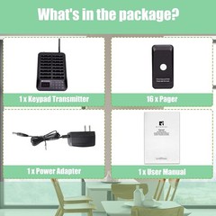 TD157 Restaurant Pager System: 984ft Range with 16 Pagers for Ultimate Service