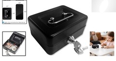 Secure X-Small Black Cash Box – Portable Lock Box for Savings & Meds, 0.6 lbs