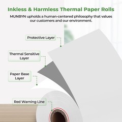 2 1/4″ inch x 50’ft Thermal Paper 50 Rolls, BPA Free Receipt Paper, 58mm Ther…