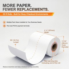 Thermal Receipt Paper Rolls 2 1/4″ x 55′ – BPA Free for POS Printers, 20 Pack