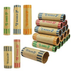 110 Pcs Assorted Preformed Coin Wrappers Rolls,Paper Tubes for Quarters Penny…