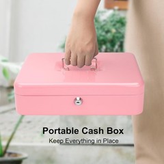 11.8 x 9.5 Inch Cash Box with Lock, Perfect for Keeping Cash and Coins Safe