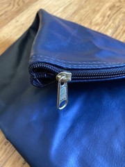 Large Currency Bank Deposit Bag Vinyl Zipper Bag 21.5 in x 14 in Navy Blue