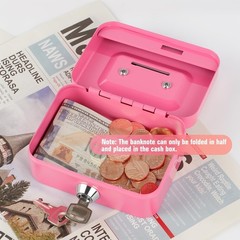 Durable Pink Mini Cash Box with Coin Slot and Key Security – Portable 4.5″x3.4″