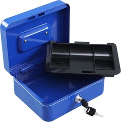 Locking Steel Medium Cash Box with Removable Coin Tray and Key Lock,7.87″X 6.30″