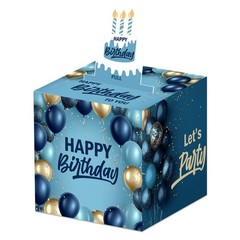 Simple Blue Birthday Money Box Cash Pull Out Gift Surprise Card With 50 Bags