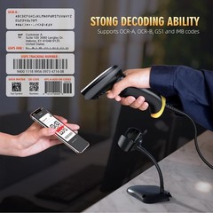 TEEMI 2D Barcode Scanner w/ Smart Stand, USB Handheld Automatic QR Data Matrix P