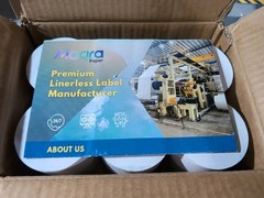 Moqra Sticky Thermal Receipt Paper Rolls 80mm x 170ft Linerless 12 Pack