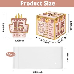 15th Birthday Pull Out Money Gift Box For Girls Pink Rose Gold Party Decor