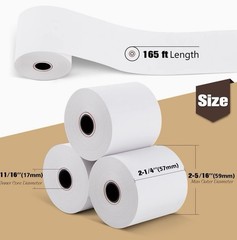 TK Thermal King 50 Rolls Thermal POS Cash Register Receipt Paper 2 1/4” x 165’