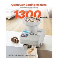 Coin Counter Professional Coin Sorter LED Display Holds up to 11000 Coins