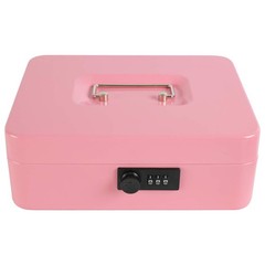 Pink Steel Cash Box with Combination Lock Large Money Safe 9.84×7.87×3.54